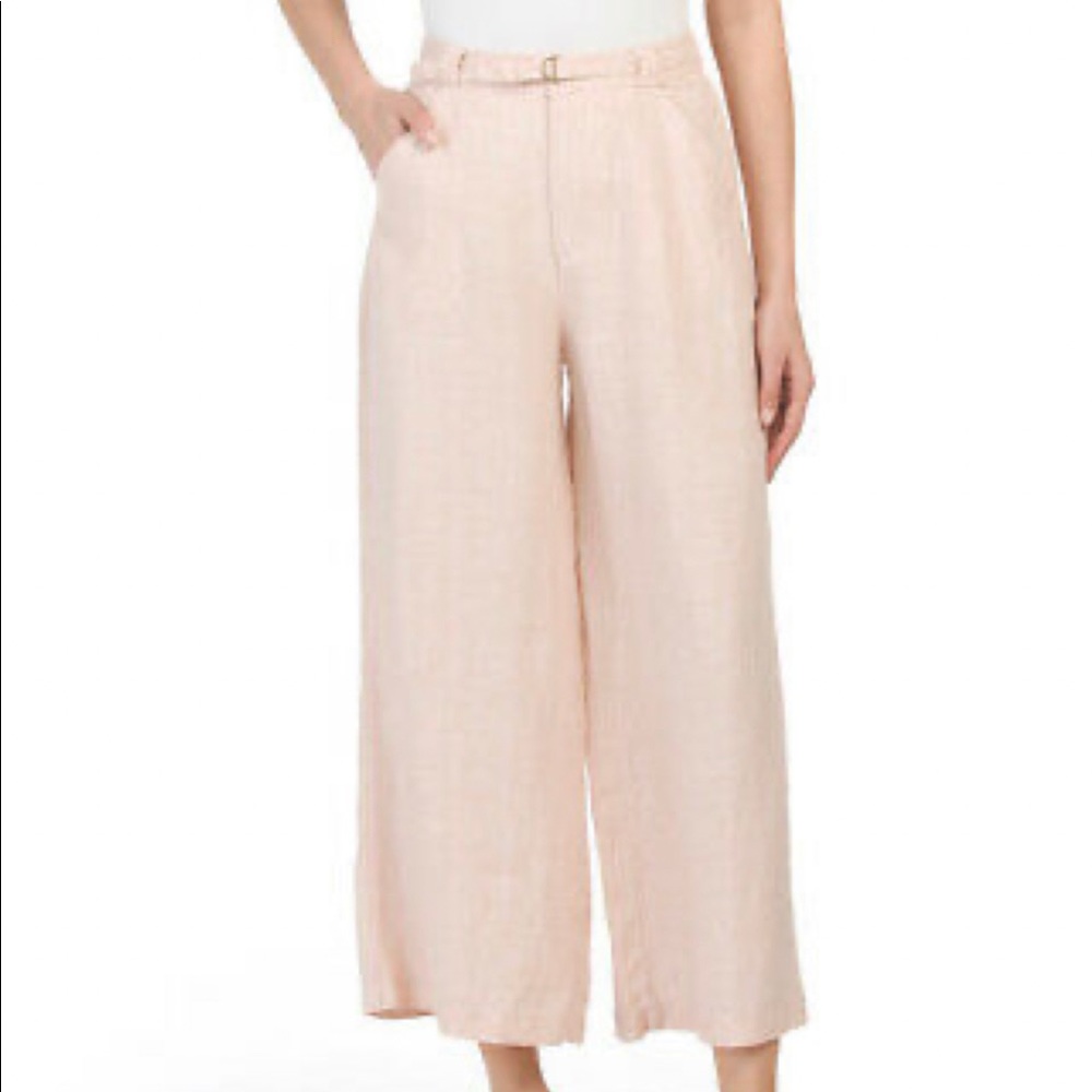 RACHEL ZOE High Rise Linen Cross Dye Cropped Wide Leg Pants Size S